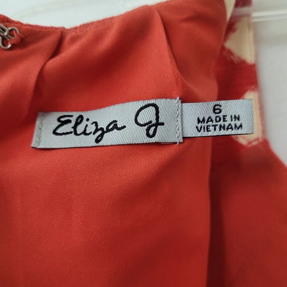 Eliza J Dress Womens 6 Red Print Fit & Flare Pockets Sleeveless Back Zip Lined - Picture 7 of 16